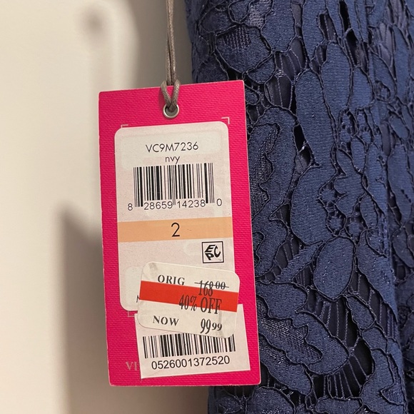 VINCE CAMUTO Navy Blue Lace Dress NWT - Picture 4 of 6